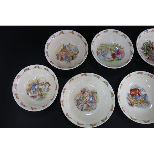 5178 - Royal Doulton, Bunnykins seven various bowls, some damages, approx 4.5cm H x 7.5cm Dia & smaller