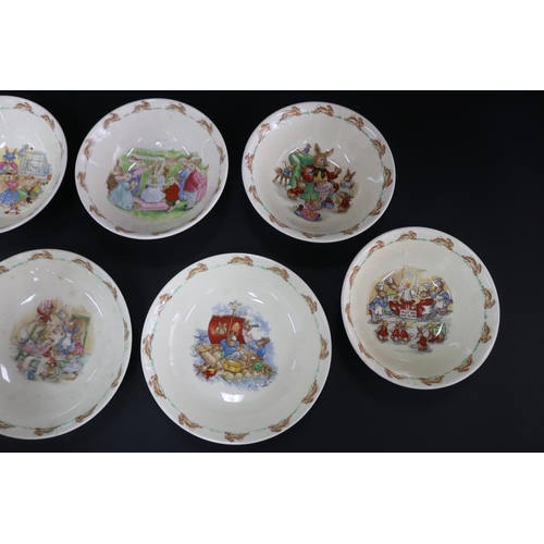 5178 - Royal Doulton, Bunnykins seven various bowls, some damages, approx 4.5cm H x 7.5cm Dia & smaller