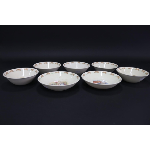 5178 - Royal Doulton, Bunnykins seven various bowls, some damages, approx 4.5cm H x 7.5cm Dia & smaller