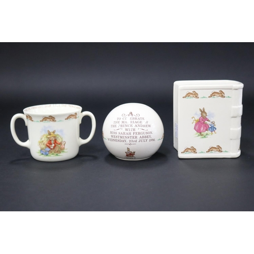 5191 - Two Royal Doulton Bunnykins  money boxes Andrew and Sarah 1986, Charles and Diana second child 1984 ... 