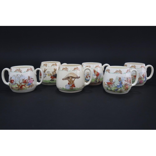 5205 - Royal Doulton, Bunnykins double handle mugs, approx 7cm H (6)