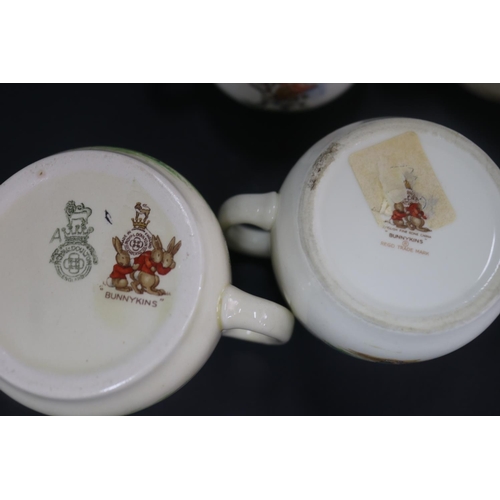 5205 - Royal Doulton, Bunnykins double handle mugs, approx 7cm H (6)