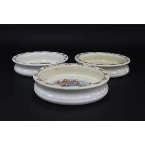 5209 - Royal Doulton, Bunnykins three large baby plates, approx 4.5cm H x 19cm Dia each (3)
