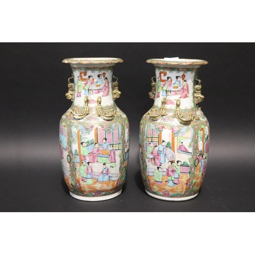 363 - Pair of antique 19th century Chinese famille rose vases, each approx 35cm H (2)