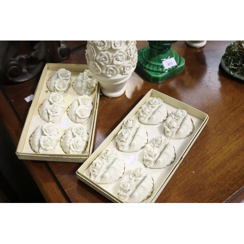 413 - Two boxed sets of six each box, Italian porcelain place card holders and others, approx 42cm H and s... 