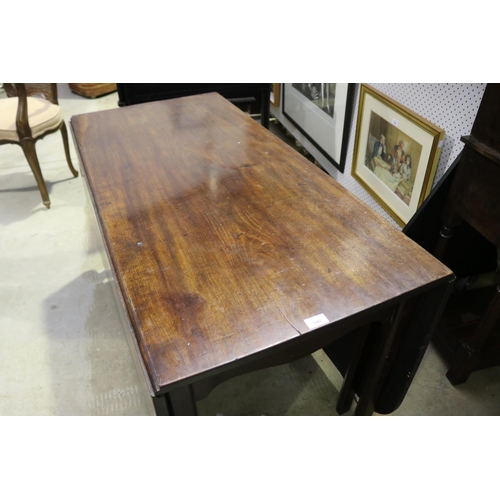 548 - Antique English Cuban mahogany George III drop-side dining table, standing chamfered channelled squa... 