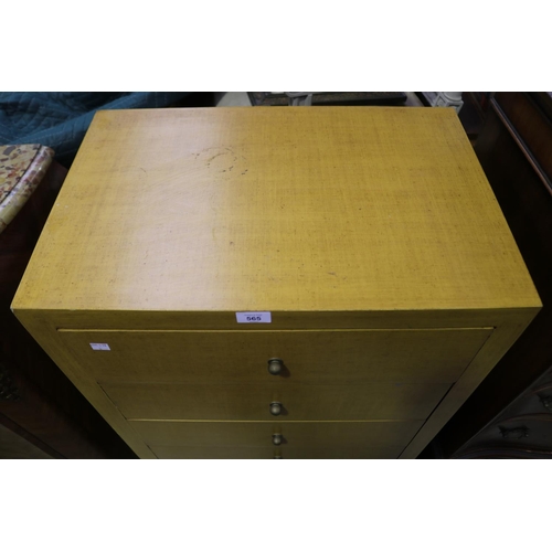 565 - Modern six drawer chest X frame stretchers below, approx 140cm H x 60cm W x 40cm D
