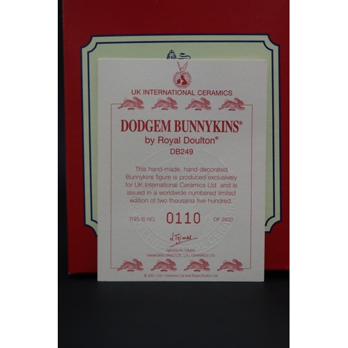 5221 - Royal Doulton Bunnykins Dodgem 110/2500, Boy Skater 431/2500, Paper Boy, approx 11cm H and shorter (... 