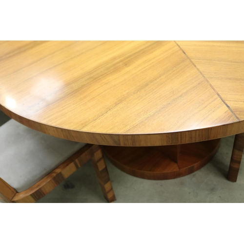 527 - Fine Art Deco circular pedestal table, with set of five chairs, table approx 74cm H x 152cm Dia (6)