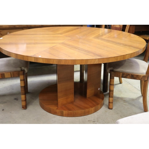 527 - Fine Art Deco circular pedestal table, with set of five chairs, table approx 74cm H x 152cm Dia (6)