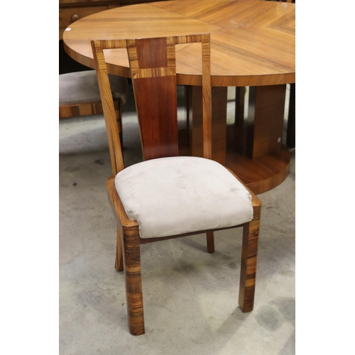 527 - Fine Art Deco circular pedestal table, with set of five chairs, table approx 74cm H x 152cm Dia (6)