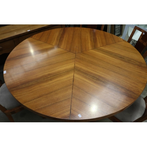 527 - Fine Art Deco circular pedestal table, with set of five chairs, table approx 74cm H x 152cm Dia (6)