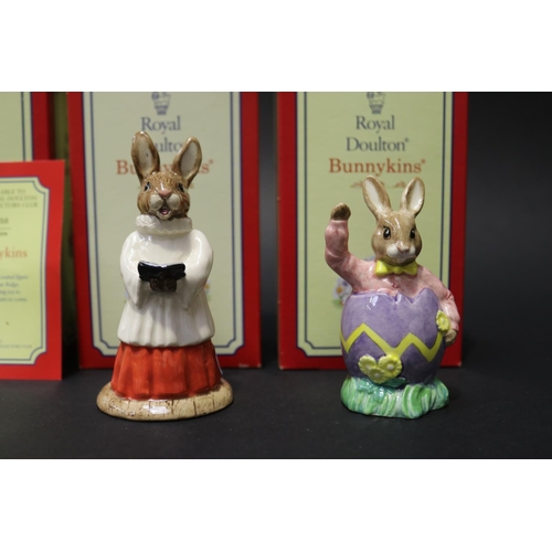 5004 - Royal Doulton Bunnykins Vicar, Choir Singer, Easter Surprise 1821/2500 and Jester 468/1500 with cert... 