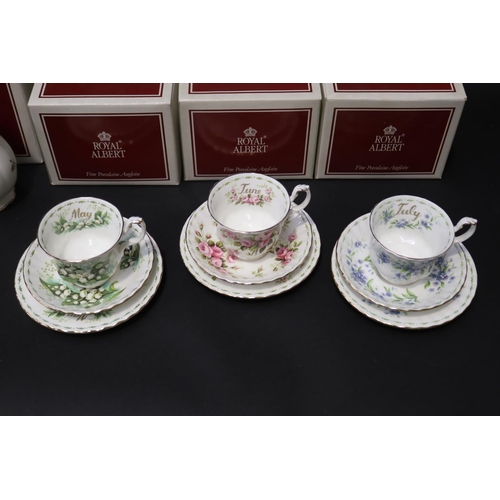 5010 - Royal Albert cups, saucers, plates, Roses, forget me not, Winsome, Lily of the Valley three with box... 