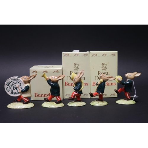 5020 - Royal Doulton Bunnykins Oomph Band Green colourway, only 250 sets made, Sousaphone, Drummer, Cymbals... 