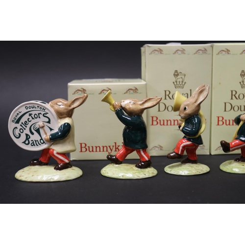 5020 - Royal Doulton Bunnykins Oomph Band Green colourway, only 250 sets made, Sousaphone, Drummer, Cymbals... 