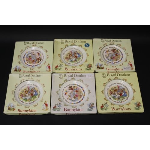 5075 - Royal Doulton Bunnykins, seven Happy birthday plates, each approx 20cm Dia (7)