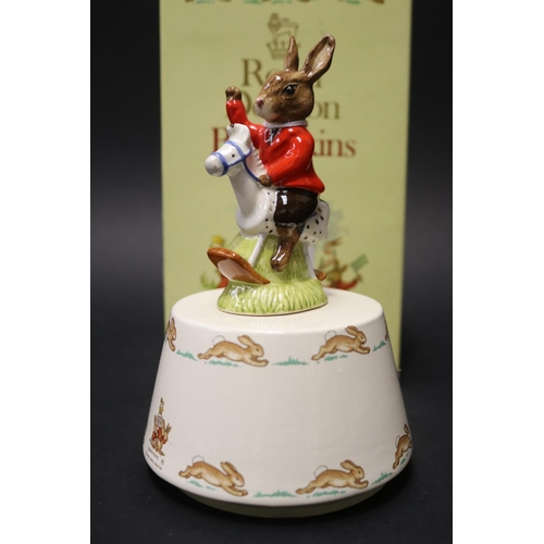 5137 - Royal Doulton Bunnykins Tally Ho music box, Rockabye baby, approx 17cm H