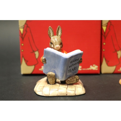 5151 - Royal Doulton Bunnykins William Reading with out Tears, Juliet and Ankhesenamun, approx 12cm H and s... 