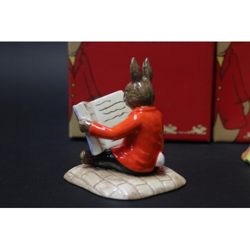 5151 - Royal Doulton Bunnykins William Reading with out Tears, Juliet and Ankhesenamun, approx 12cm H and s... 
