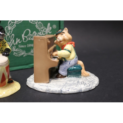 5189 - Beswick Cat Band, Purrfect Pitch, Walking Bass Calypso Kitten and Fat cat, approx 11cm H and shorter... 