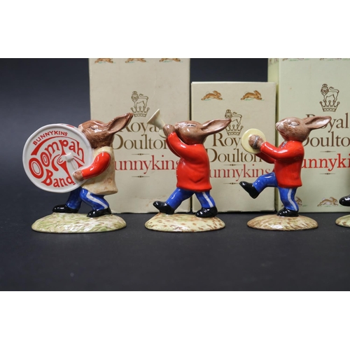 5241 - Royal Doulton Bunnykins Oomph Band blue pants white stripe colourway, only 250 sets made, Sousaphone... 