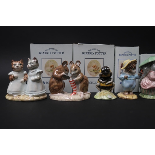 5247 - Royal Albert boxed Beatrix Potter figures, Mittens and Moppet, The Christmas Stocking, Tom Kitten wi... 