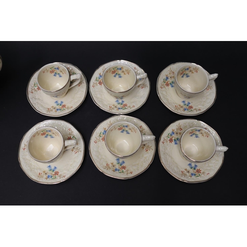 5249 - Crown Ducal Florentine coffee set, approx 21cm H and shorter
