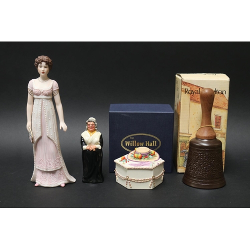 5251 - Lady Margret Masterpiece porcelain, Lancaster Sandland figure, Lidded Trinket Box, Town Crier bell, ... 