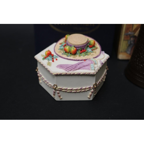 5251 - Lady Margret Masterpiece porcelain, Lancaster Sandland figure, Lidded Trinket Box, Town Crier bell, ... 