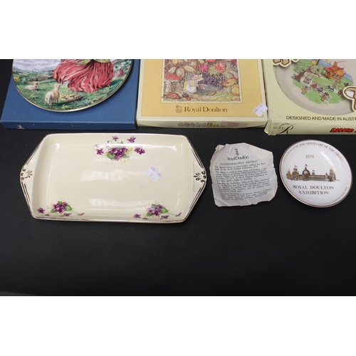 5255 - Assortment of plates, tray, pin dish, to include Royal Doulton Rodd etc, approx 29cm W and smaller
