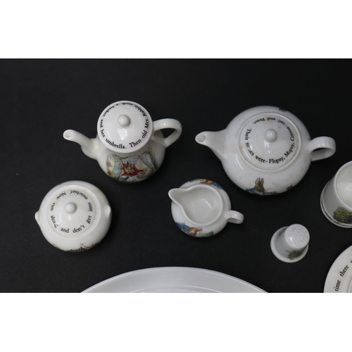 5261 - Miniature Wedgwood Beatrix Potter Peter Rabbit tea and coffee service for one, approx 16cm Dia and s... 