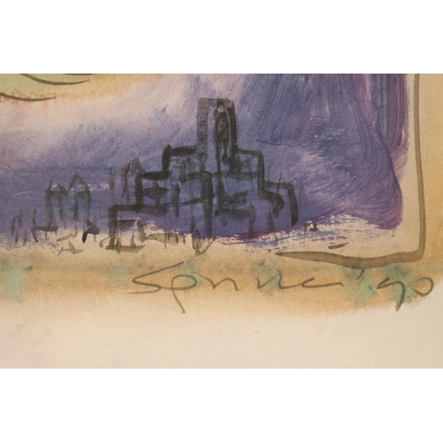 2009 - Unknown, watercolour on paper, signed lower right, dated 70, approx 19cm x 35cm