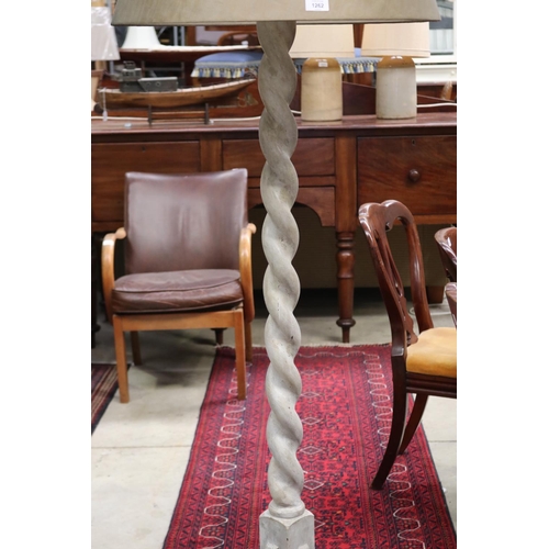 2043 - Tall painted barley twist standard lamp, untested, approx 185cm H