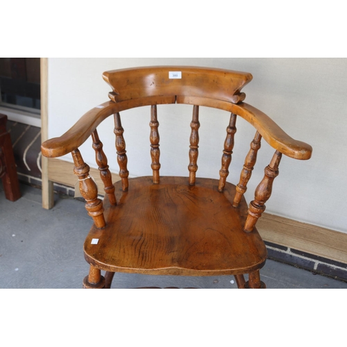 2046 - Antique English elm & beech smokers bow chair, approx 79cm H