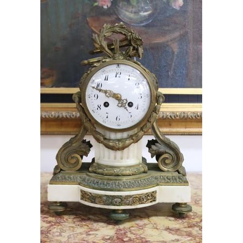 2063 - Antique French mantle clock, untested / unknown working condition, has pendulum (in office C147.26),... 