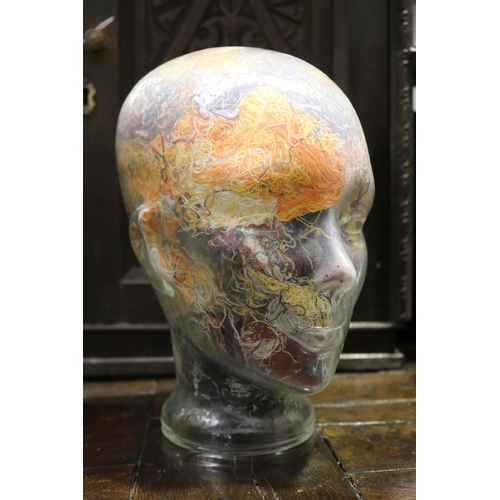 2093 - Glass head mannequin, approx 25cm H