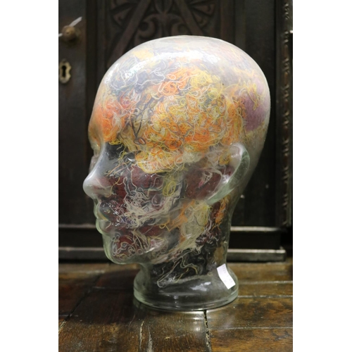 2093 - Glass head mannequin, approx 25cm H