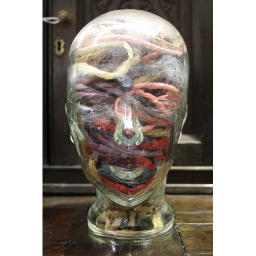 2094 - Glass head mannequin, approx 25cm H
