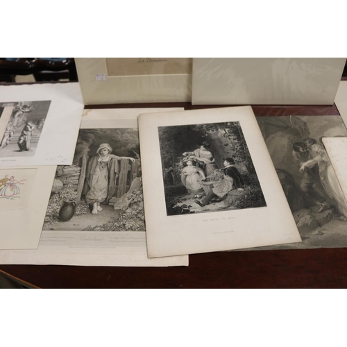2109 - Selection of French engravings & etchings various dates 18th & 19th century, approx 46cm H x 36cm W ... 