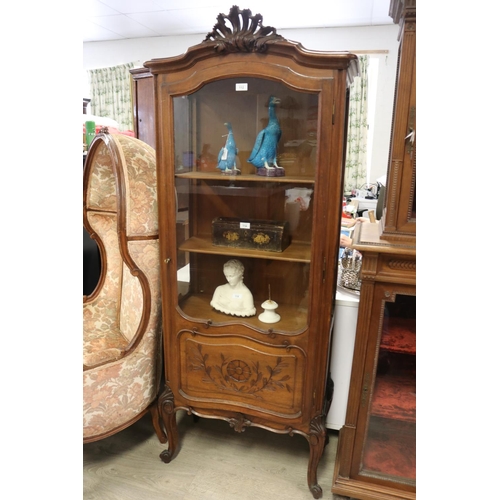 2139 - Antique French walnut Louis XV style showcase, approx 178cm H x 71cm W x 40cm D