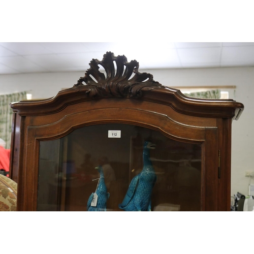 2139 - Antique French walnut Louis XV style showcase, approx 178cm H x 71cm W x 40cm D