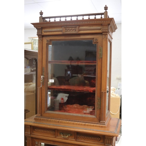 2146 - Antique French Henri II revival two height showcase, approx 194cm H x 73cm W x 38cm D