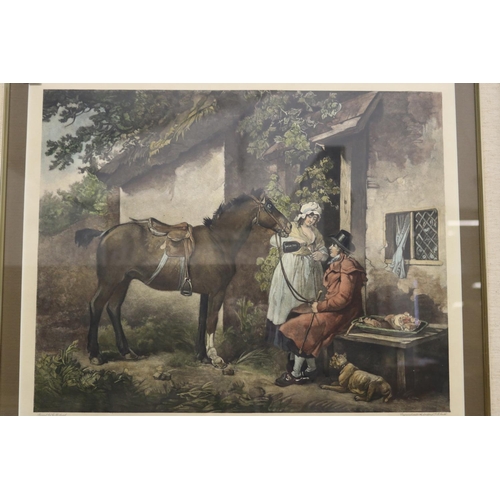 2184 - Antique coloured lithograph, after George Mooreland, The Country Butcher, approx 44.5 cm x 54 cm