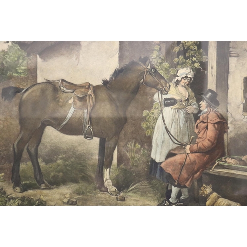 2184 - Antique coloured lithograph, after George Mooreland, The Country Butcher, approx 44.5 cm x 54 cm
