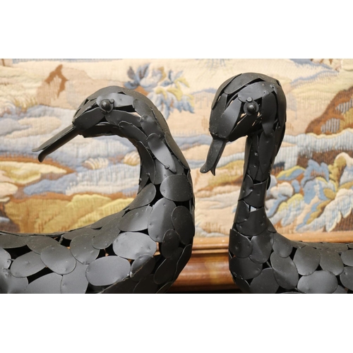 2015 - Two metal work ducks, approx 32cm H and shorter (2)