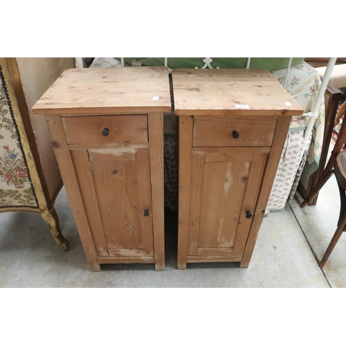 2057 - Pair of antique pine pedestal bedside cabinets, each approx 82cm H x 38cm W x 36cm D (2)