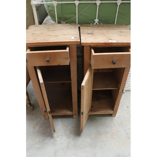 2057 - Pair of antique pine pedestal bedside cabinets, each approx 82cm H x 38cm W x 36cm D (2)
