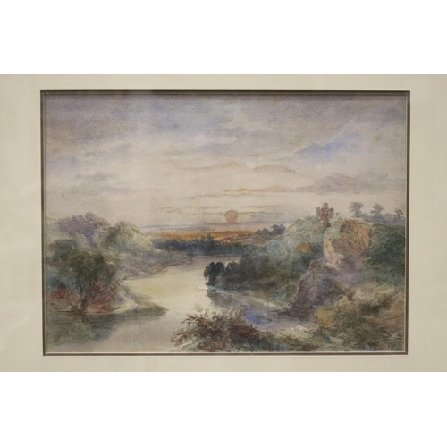 2199 - David Cox I (1783-1859) England- unknown view, river landscape, signed and dated lower right,  1850,... 