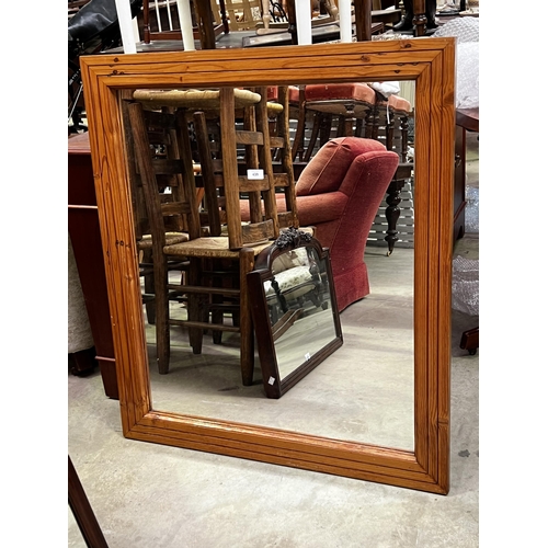 2211 - Large pine framed mirror, approx 101cm H x 88cm W